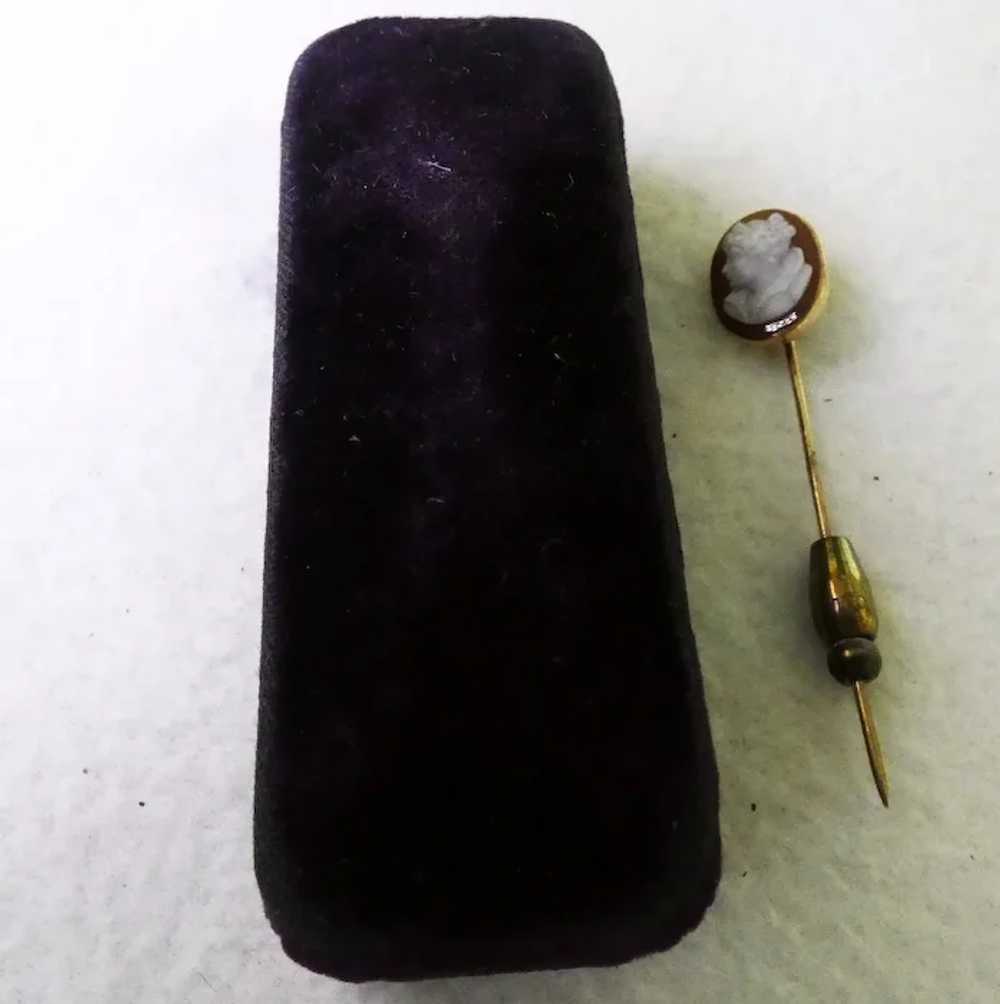 Boxed Edwardian 10k Stickpin with  Cameo - image 4