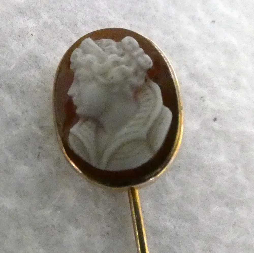 Boxed Edwardian 10k Stickpin with  Cameo - image 5