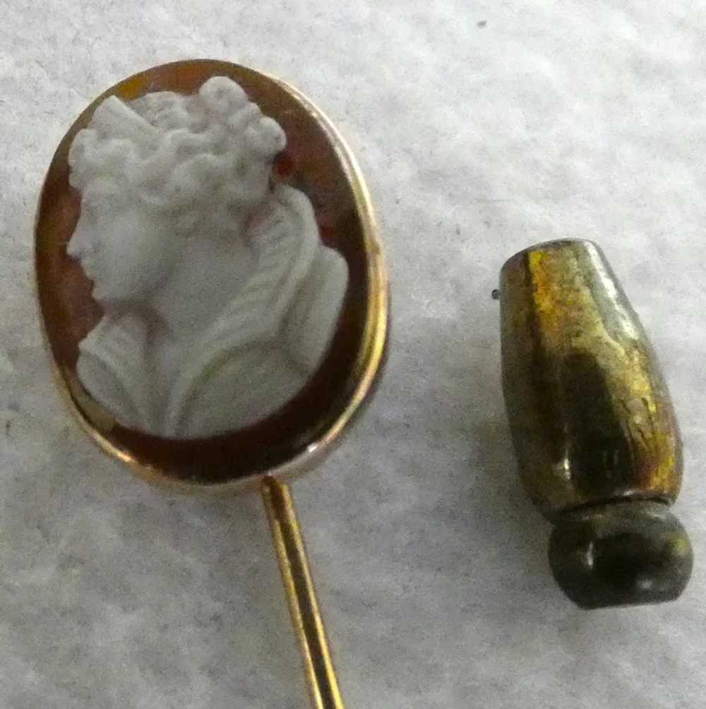 Boxed Edwardian 10k Stickpin with  Cameo - image 6