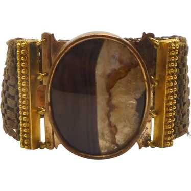 Victorian Blue John and Hair Mourning Bracelet - image 1