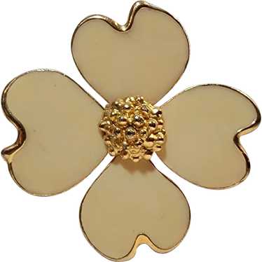 Goldtone and enamel flower brooch - image 1