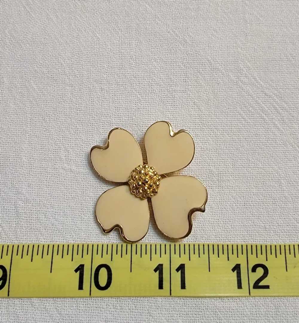 Goldtone and enamel flower brooch - image 2