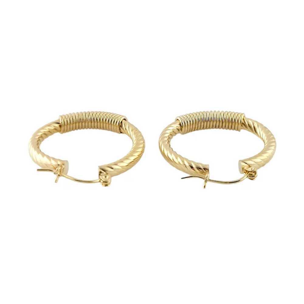 Vintage 14K Yellow Gold Textured Hoops - image 3