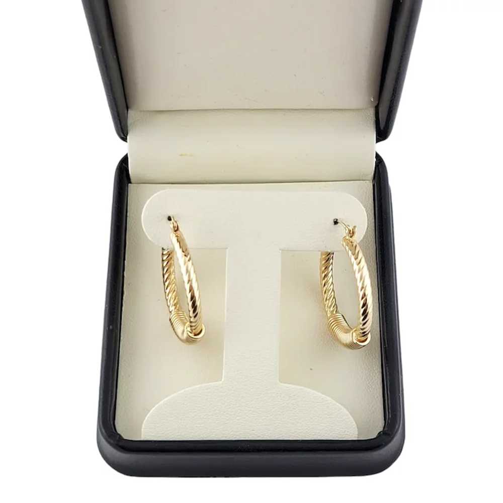 Vintage 14K Yellow Gold Textured Hoops - image 6