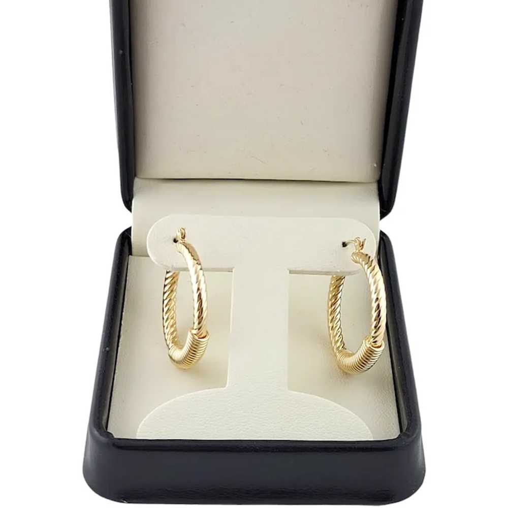 Vintage 14K Yellow Gold Textured Hoops - image 7