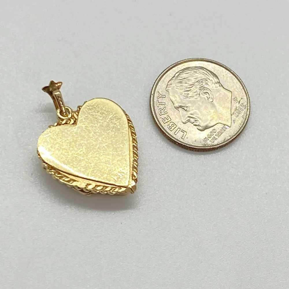 Heart Locket Charm Pendant 14K Gold Diamond Accent - image 2