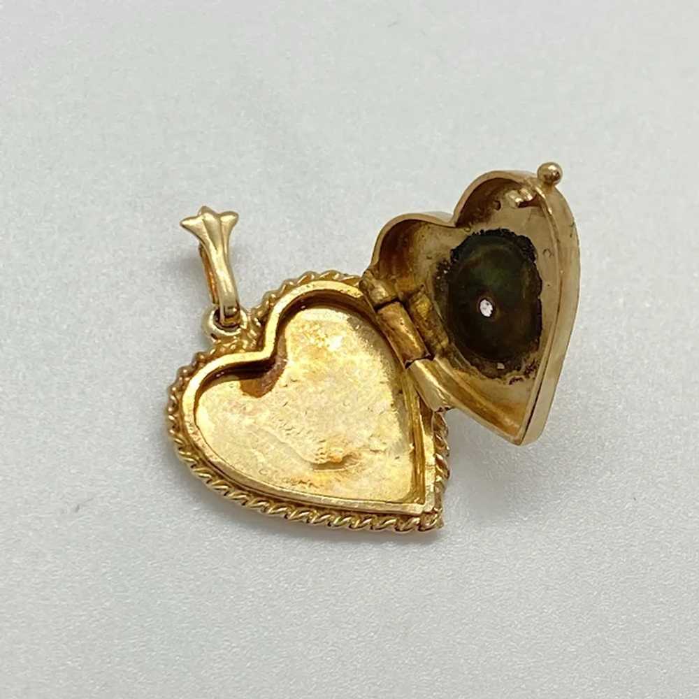 Heart Locket Charm Pendant 14K Gold Diamond Accent - image 3