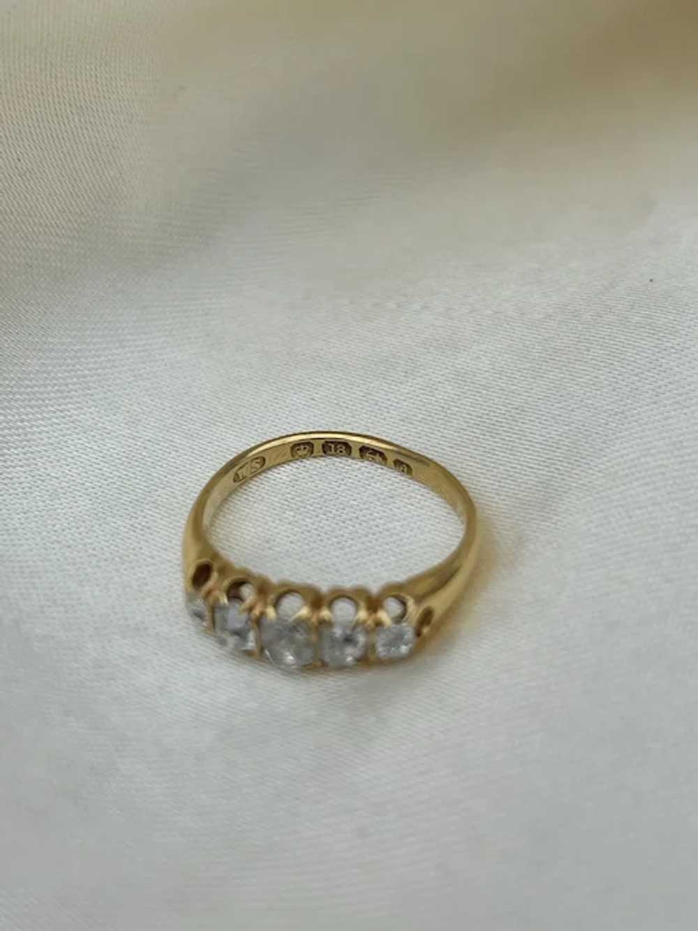 Antique 18ct Yellow Gold Chunky OMC Diamond 5 Sto… - image 7