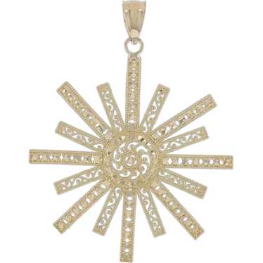 Yellow Gold Starburst Pendant - 14k Etched Milgrai