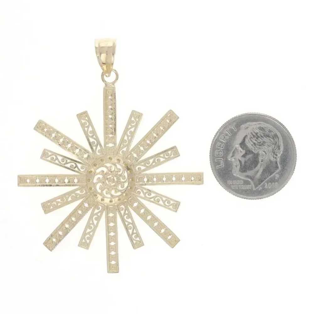 Yellow Gold Starburst Pendant - 14k Etched Milgra… - image 3