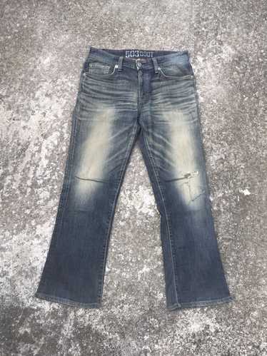 Edwin × Vintage EDWIN 503 Blue Trip Boot Cut Distress… - Gem