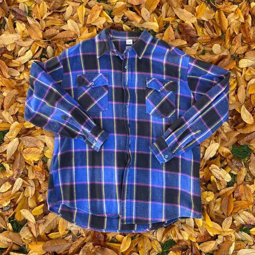 Vintage Vintage 90s Rancho Santa Fe Flannel! Blue… - image 1