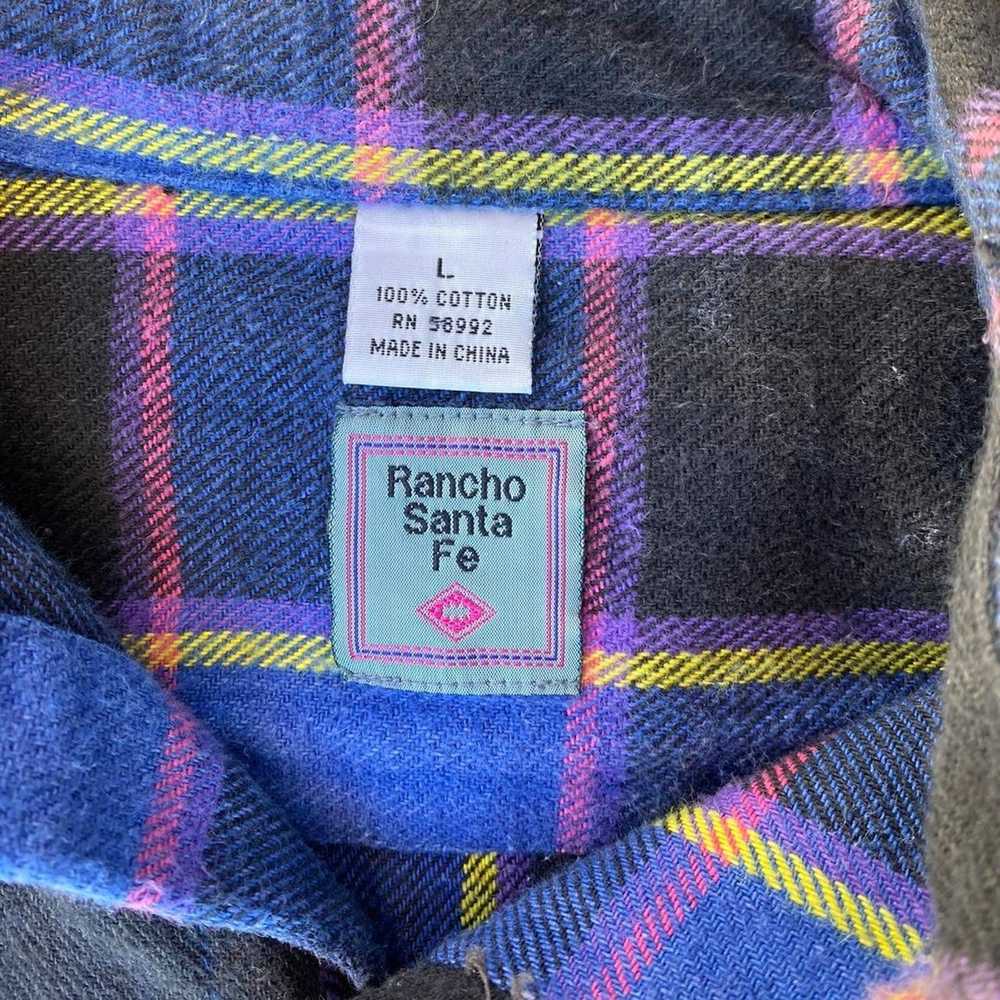 Vintage Vintage 90s Rancho Santa Fe Flannel! Blue… - image 4