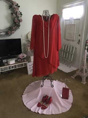 Sue Brett Plus Size 1X Sheer Overlay 2PC. Top/Ski… - image 1