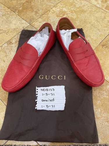 Gucci Gucci Red Leather Diamante Drive Shoes - 9.5