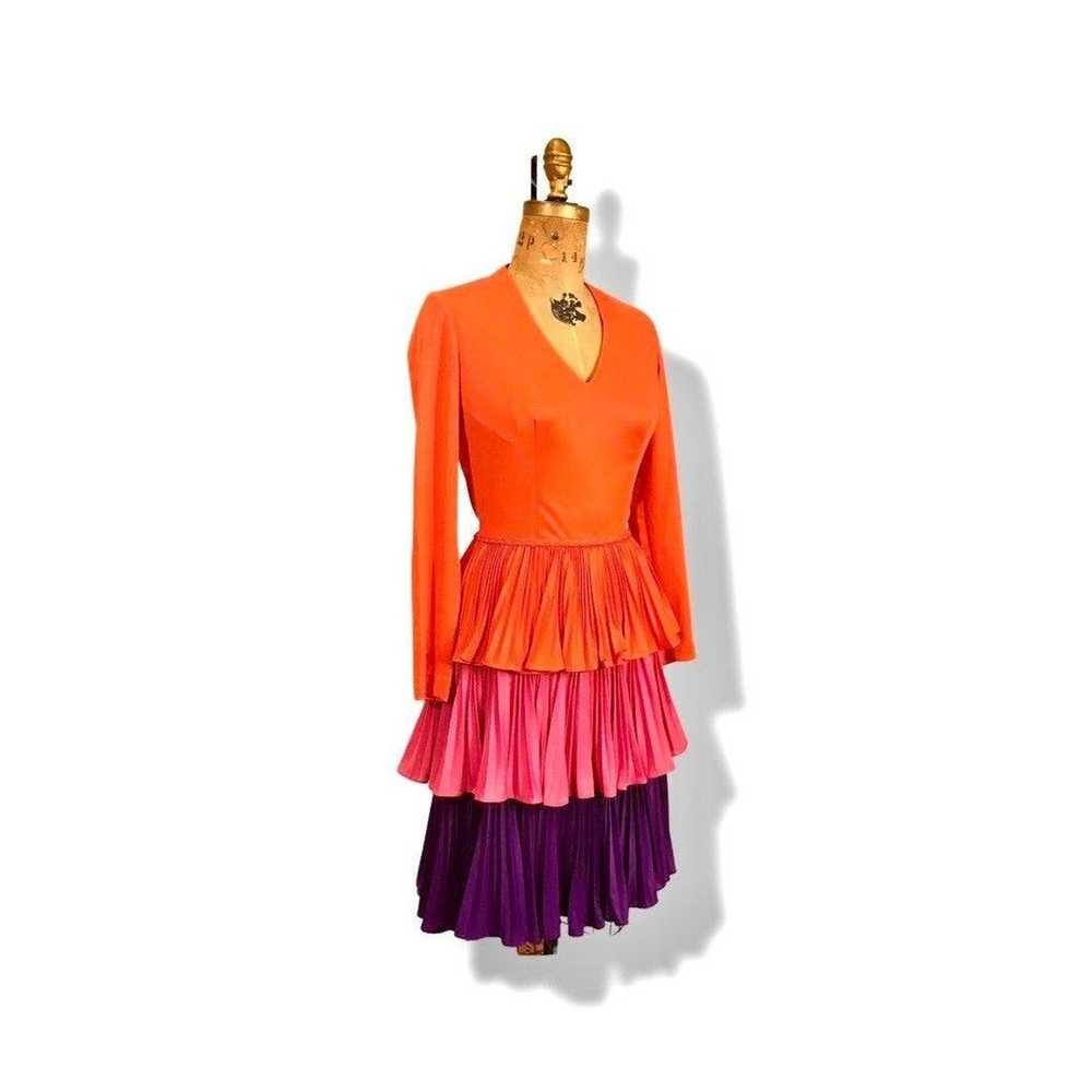 Vintage 70’s Three Tier Rainbow Pleated Dress Cou… - image 3