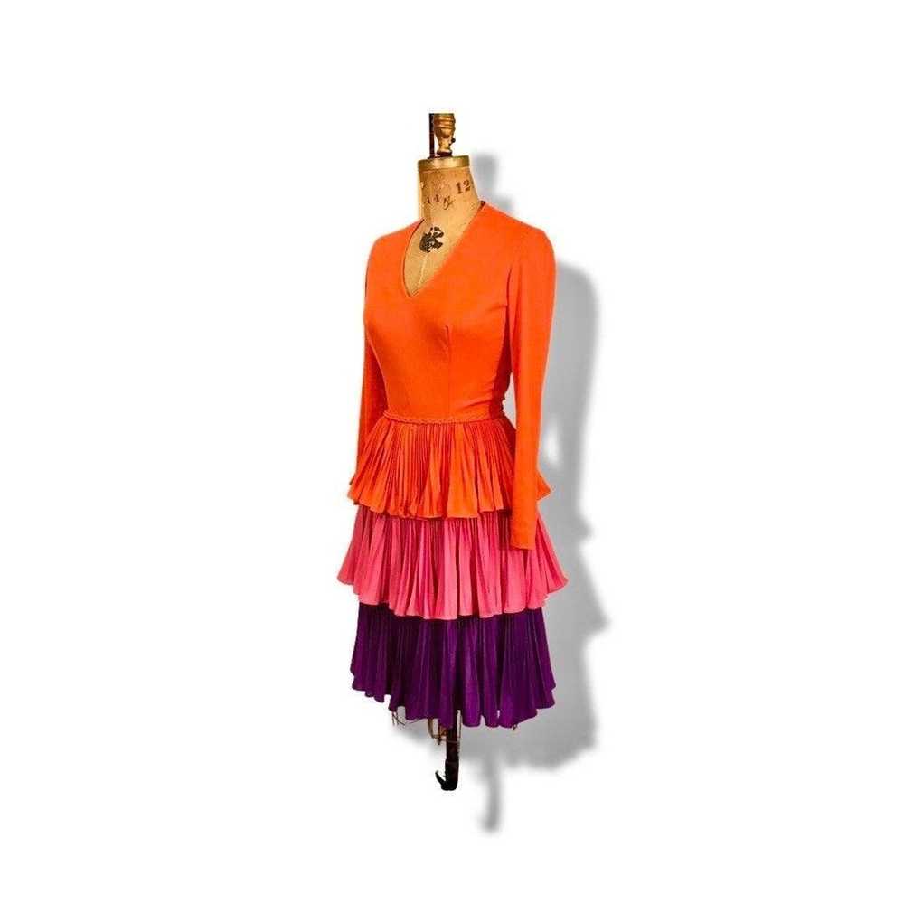 Vintage 70’s Three Tier Rainbow Pleated Dress Cou… - image 4