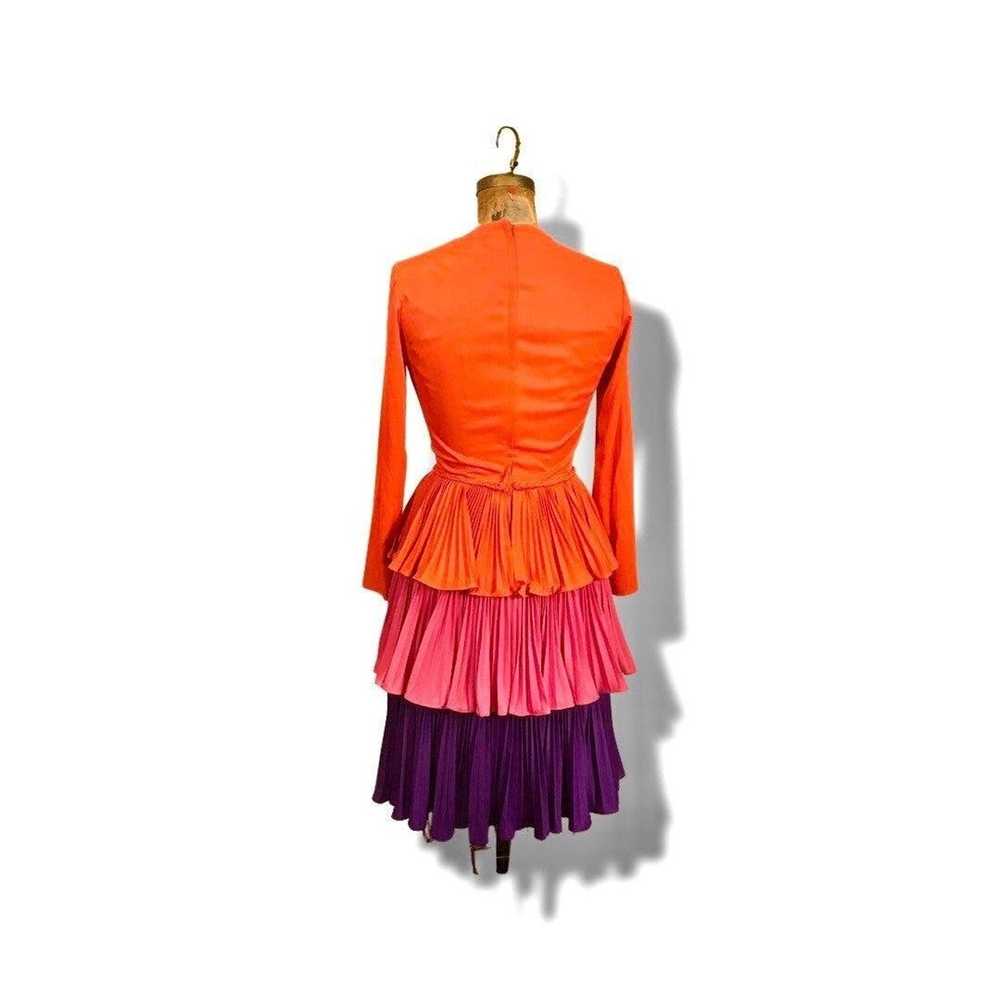 Vintage 70’s Three Tier Rainbow Pleated Dress Cou… - image 5