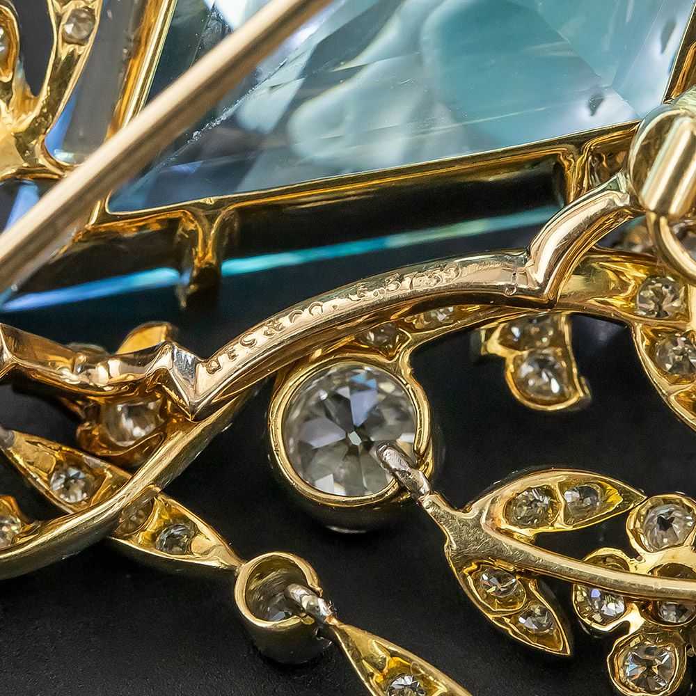 Edwardian Aquamarine and Diamond Pendant/Brooch b… - image 4