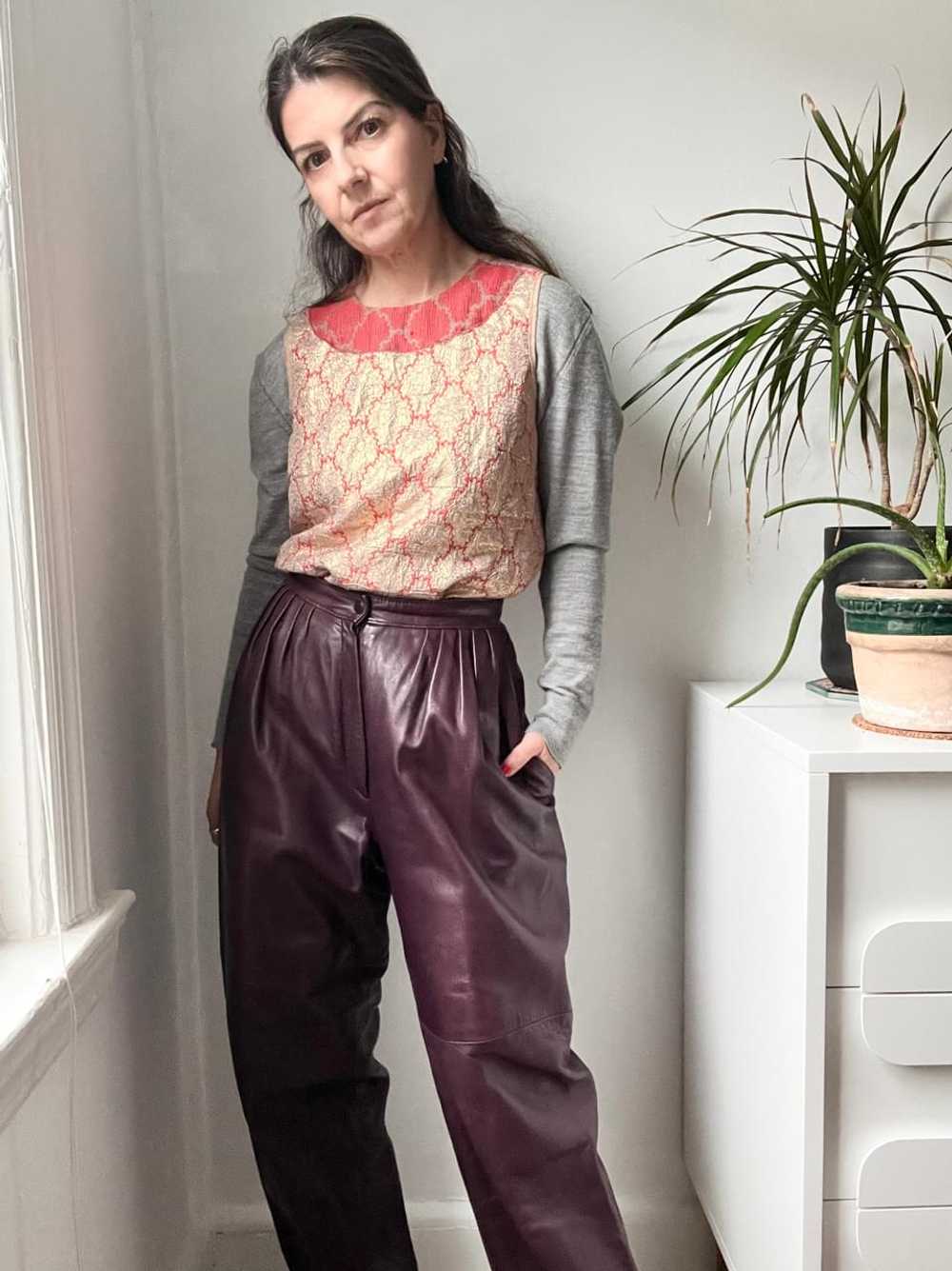 Vintage 80s purple leather trousers (8) - image 1