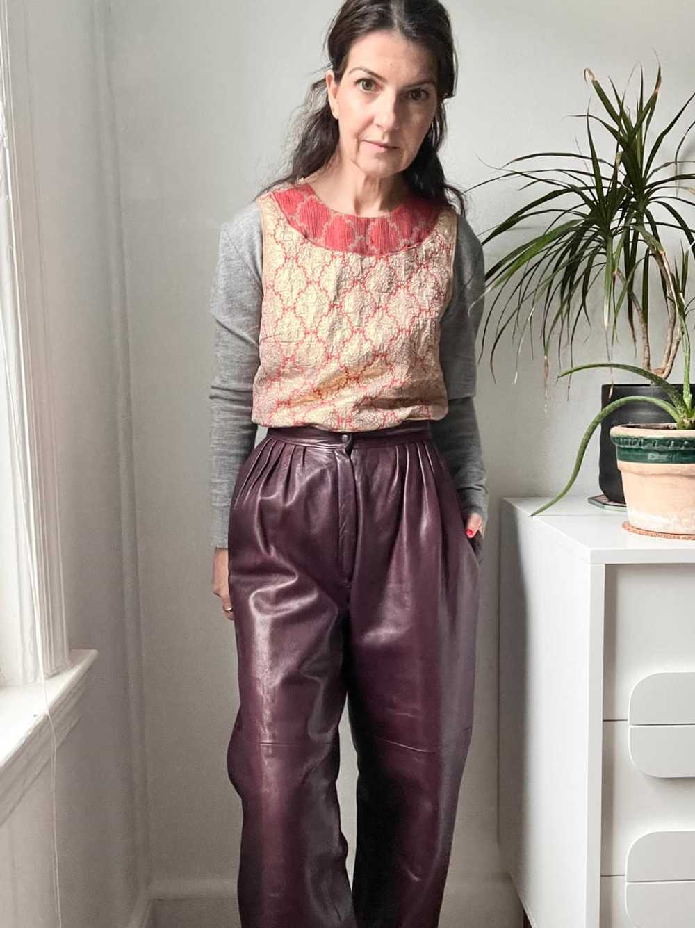 Vintage 80s purple leather trousers (8) - image 2