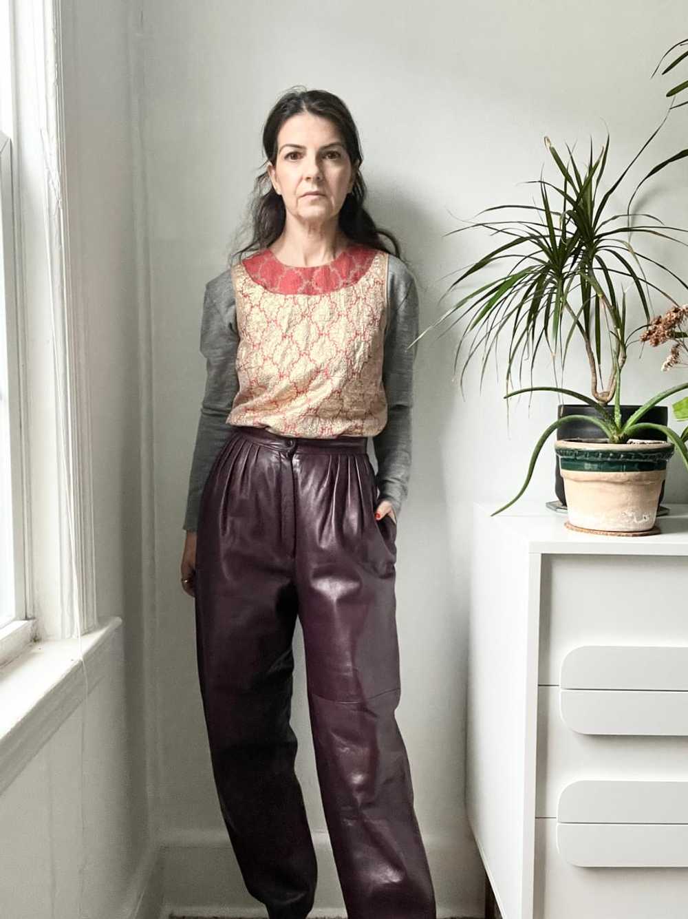 Vintage 80s purple leather trousers (8) - image 5