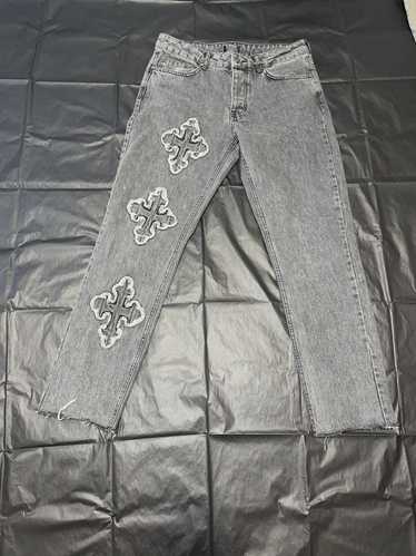 Custom × Streetwear Embroidered Cross Leg jeans