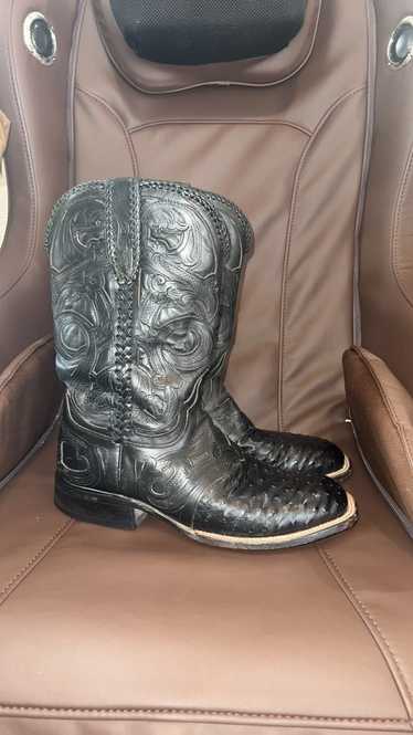 Lucchese Rare Lucchese Mens Black Tooled leather p