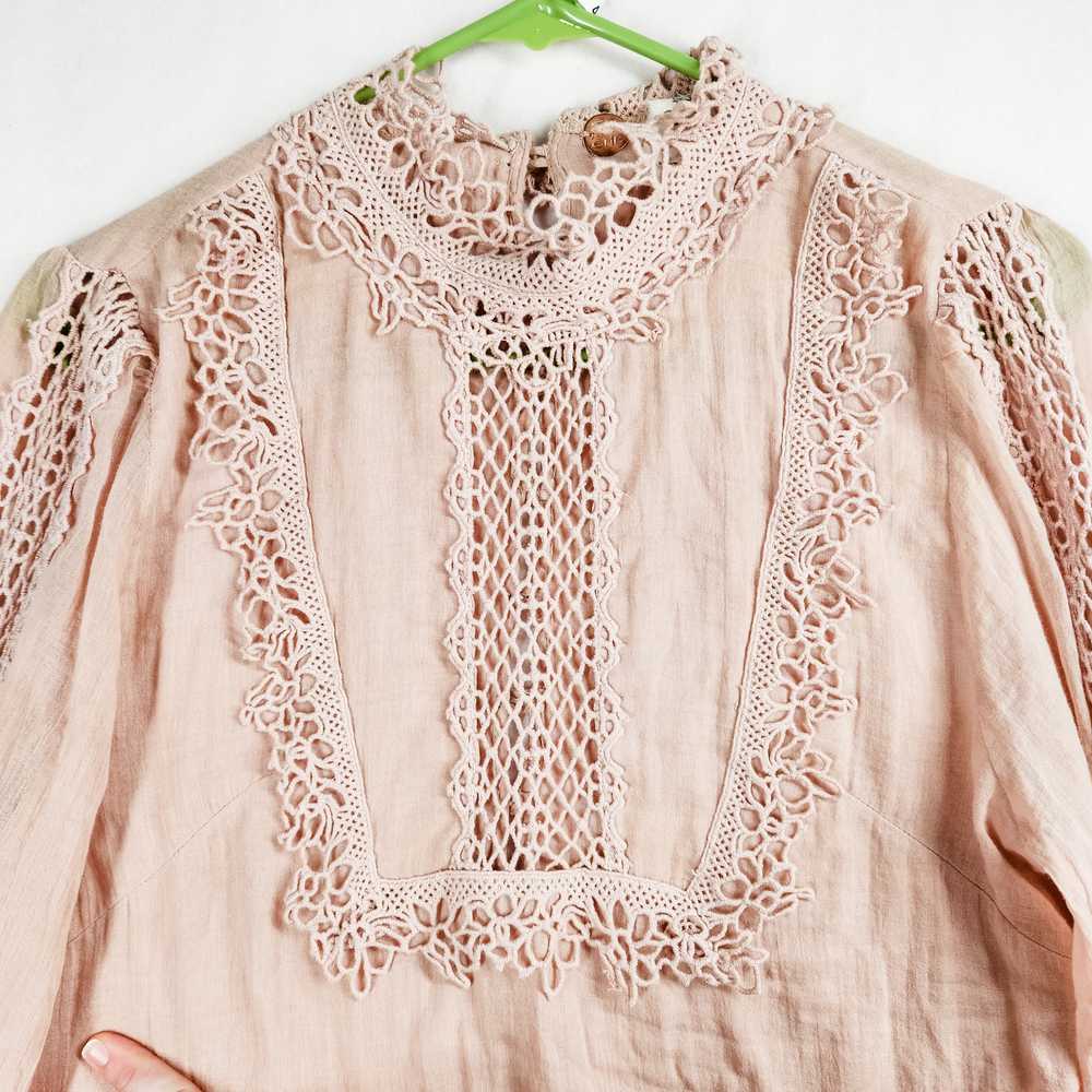 Free People Dusty Pink Lace Long Sleeve Top Small - image 2
