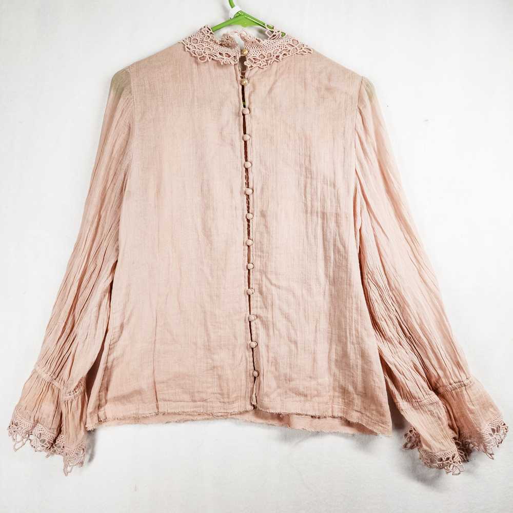 Free People Dusty Pink Lace Long Sleeve Top Small - image 3