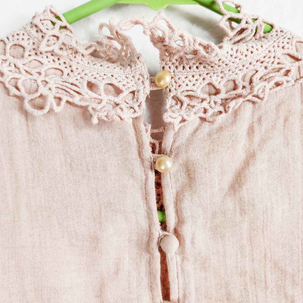 Free People Dusty Pink Lace Long Sleeve Top Small - image 4