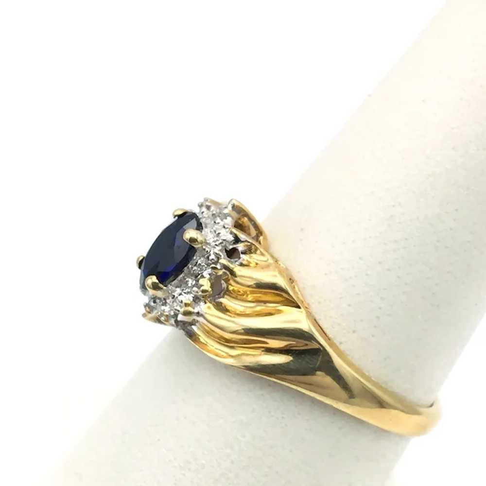 10K Lab Sapphire & Diamond Ring - image 2