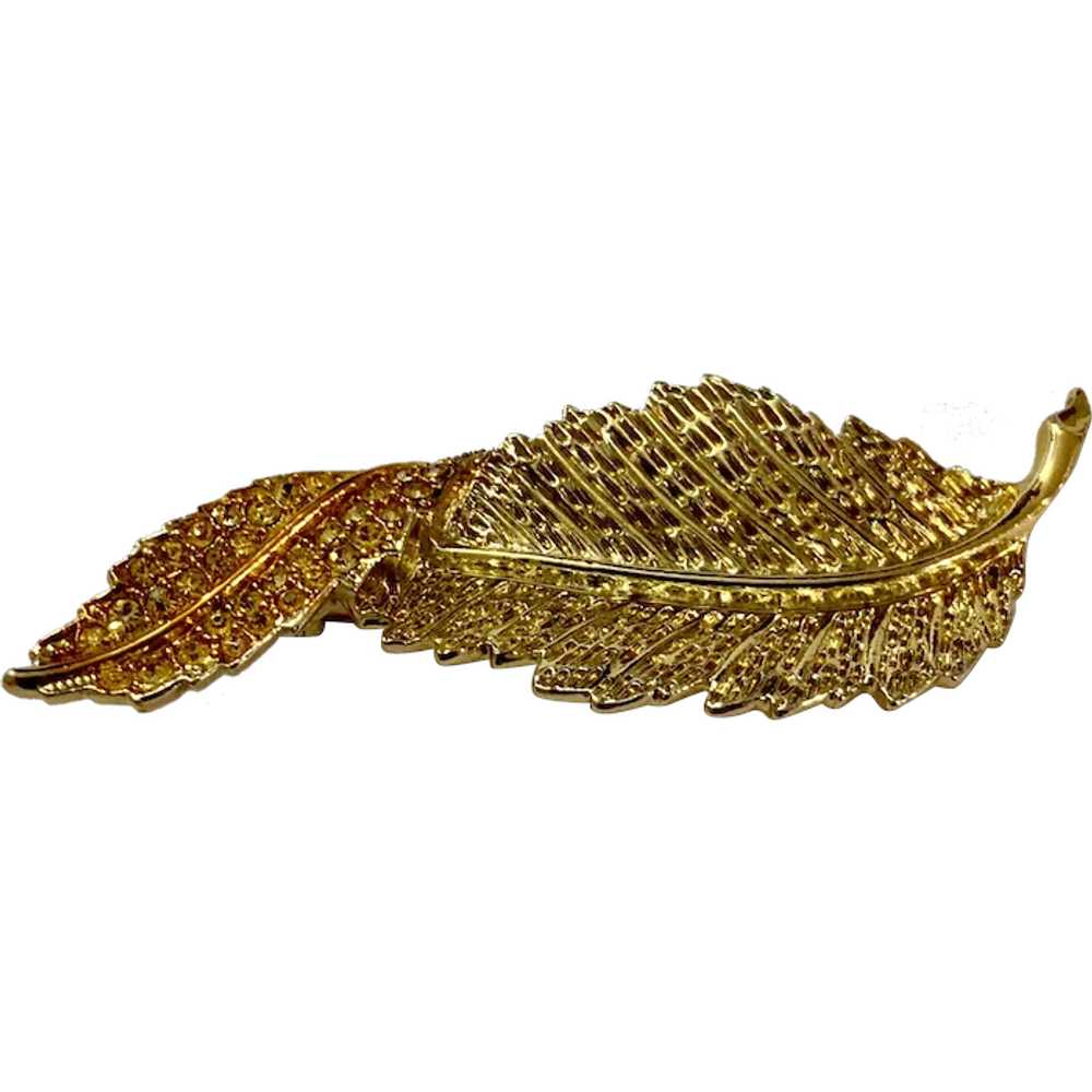 Vintage Sarah Cov Coventry Gold Tone Sparkle Leaf… - image 1