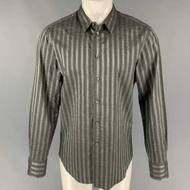 Emporio Armani Grey Olive Stripe Cotton Viscose Lo