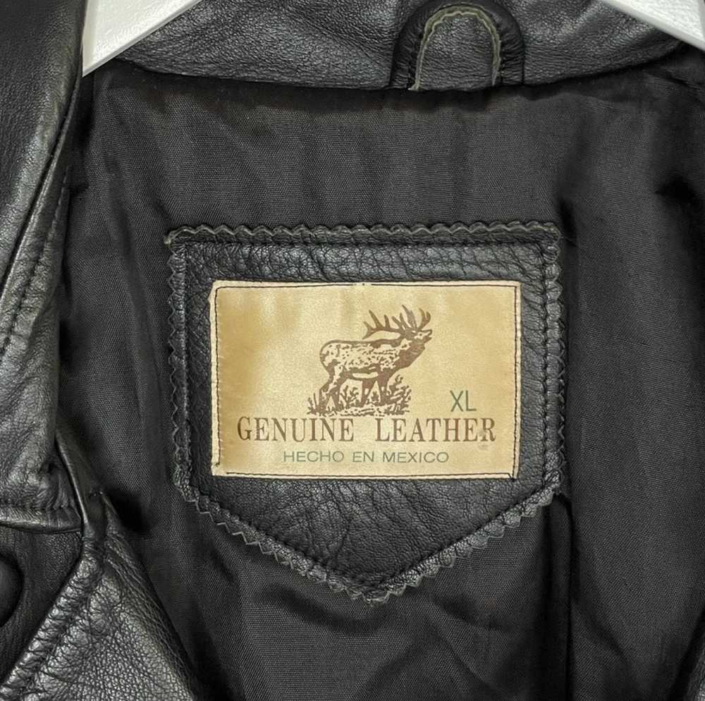 Vintage Genuine Leather Vintage Black Long Jacket… - image 11