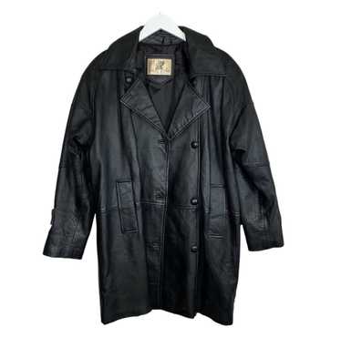 Vintage Genuine Leather Vintage Black Long Jacket… - image 1