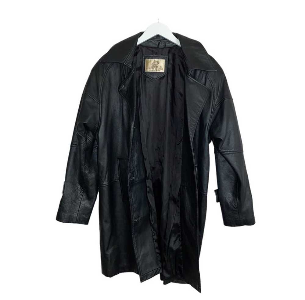 Vintage Genuine Leather Vintage Black Long Jacket… - image 7