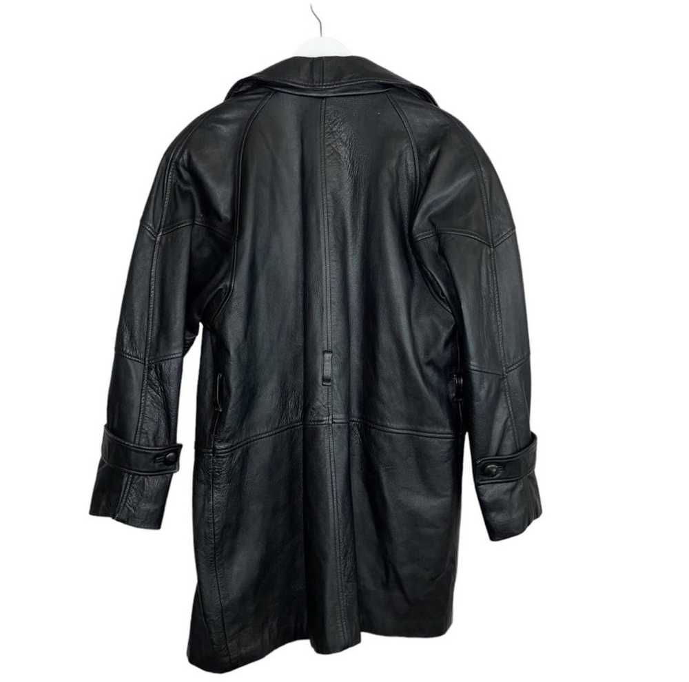 Vintage Genuine Leather Vintage Black Long Jacket… - image 8