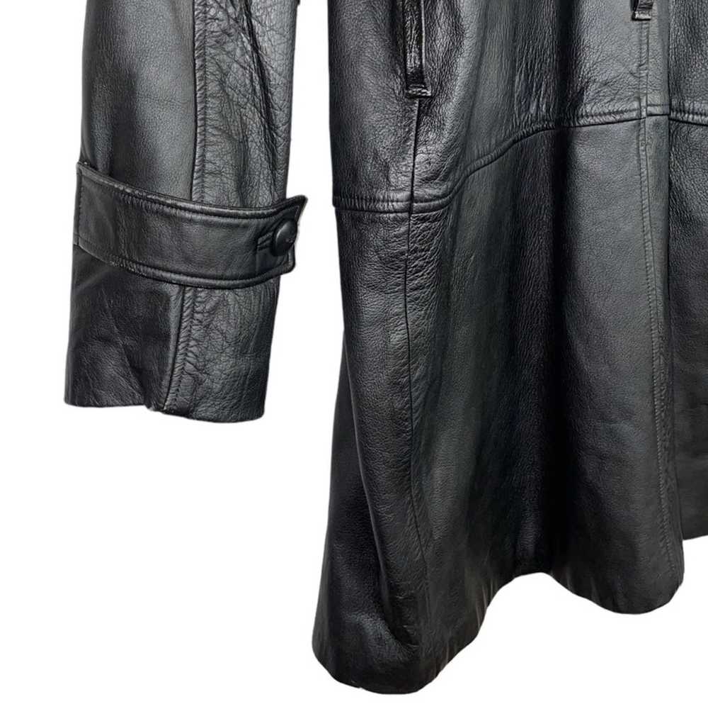 Vintage Genuine Leather Vintage Black Long Jacket… - image 9