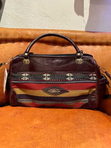 Woven Textile and Leather Purse