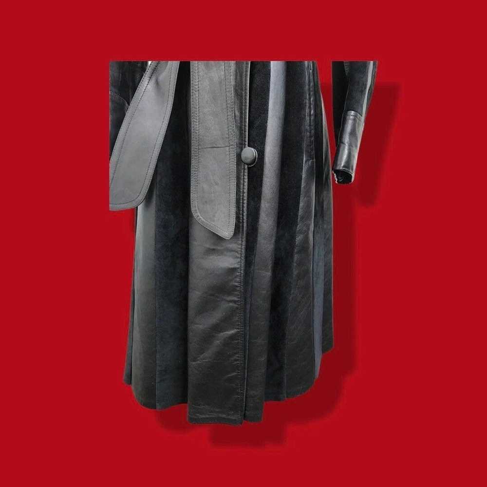 Vintage 70’s Spy Trench Black Leather with Suede … - image 6