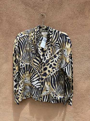 Escada Safari Print Blouse 100% Silk