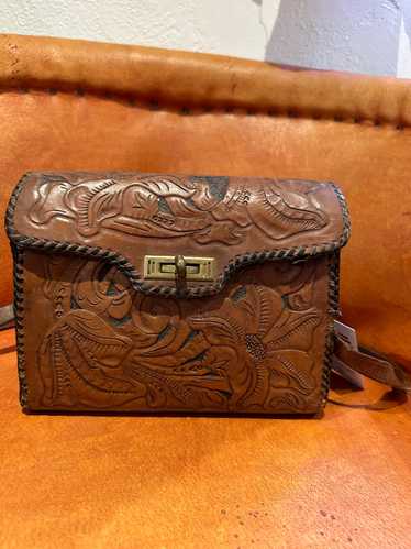 Hand Tooled 1970's Era Floral Leather Purse