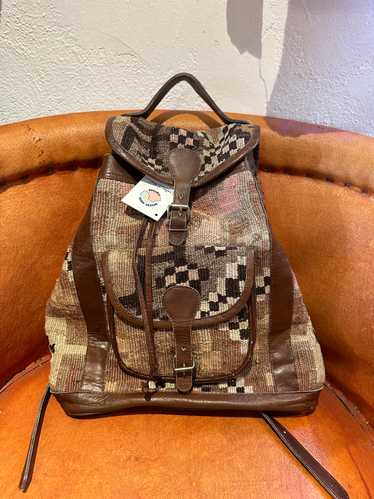 Leather and Wool Kilim Backpack - image 1