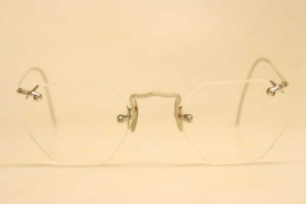 Antique Rimless Eyeglasses Silver Bandl Ful Vue Vintage Gem 