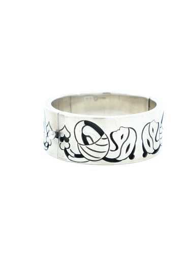 Sterling Silver Hearts and Figures Cuff - image 1