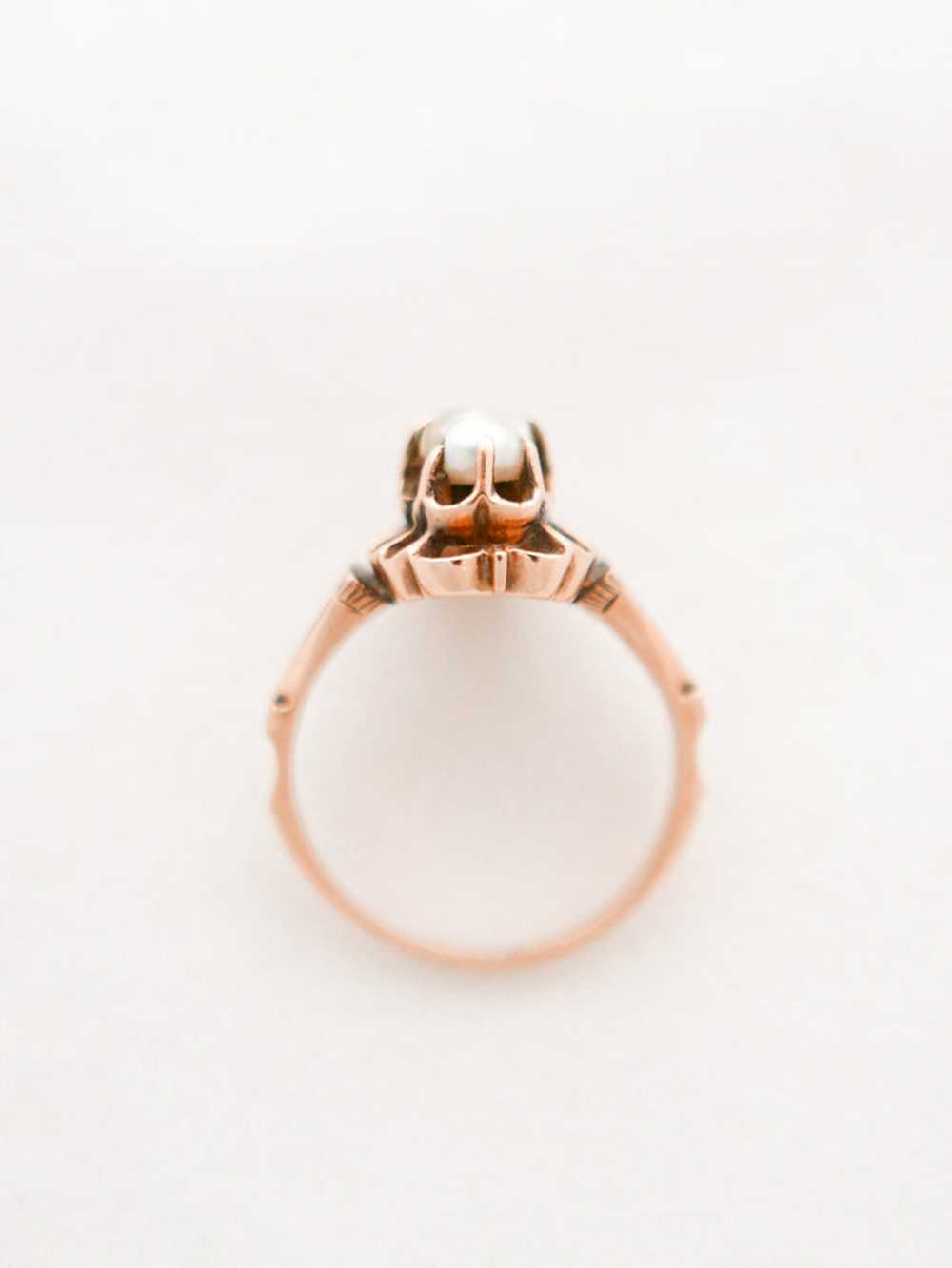 Antique 14K Gold Triple Pearl Ring - image 5