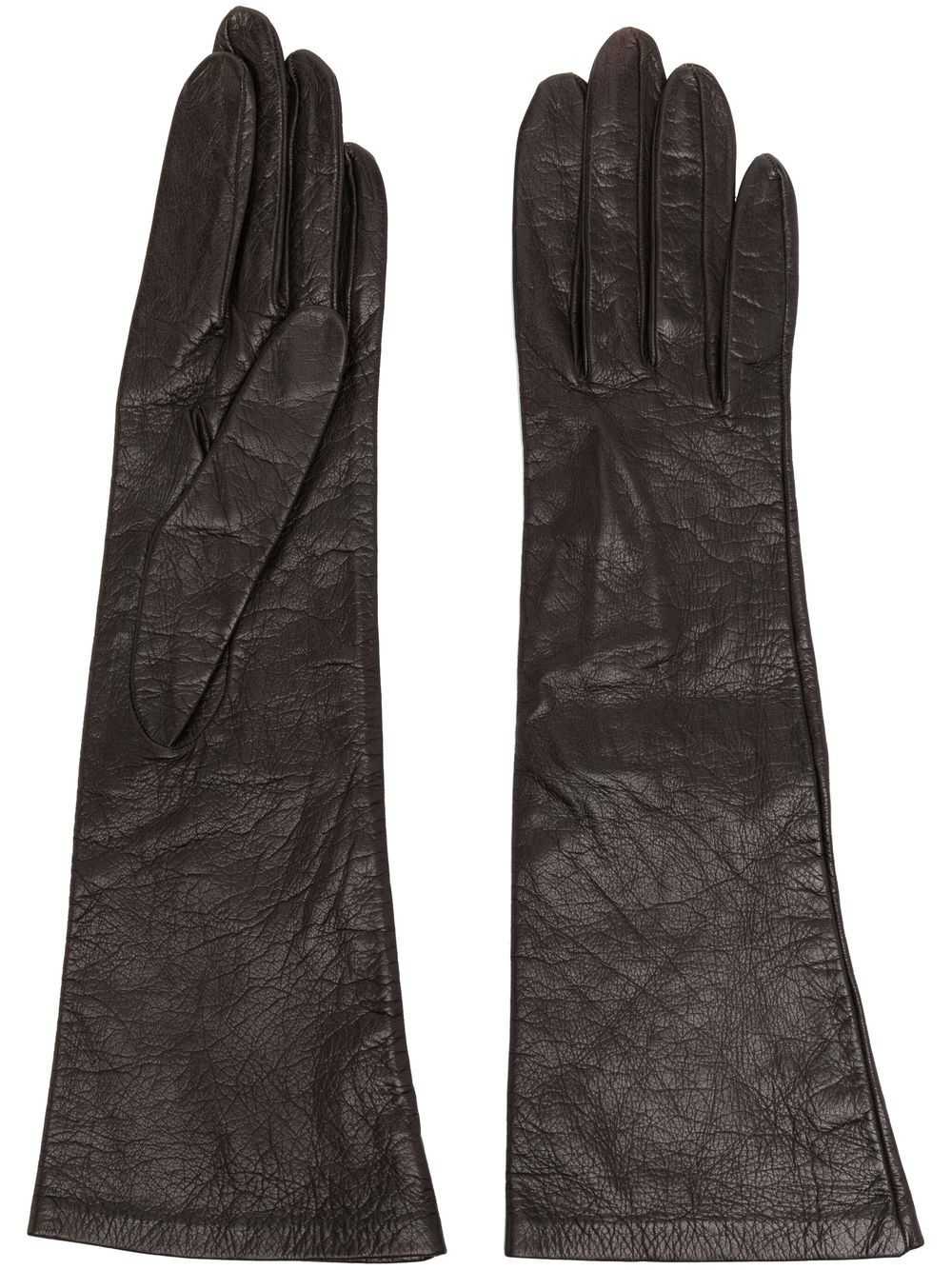 Saint Laurent Pre-Owned long leather gloves - Bro… - image 1