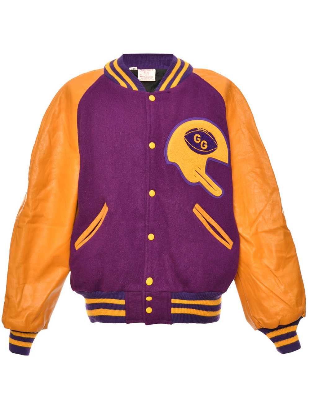 Purple & Mustard All American Varsity Jacket - M - image 1