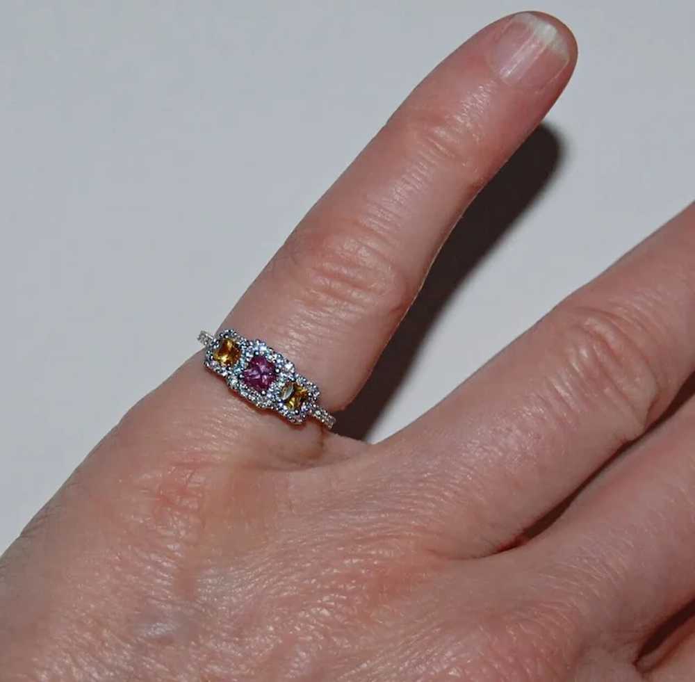 SAPPHIRE & DIAMOND RING - Colored Sapphires (Pink… - image 3